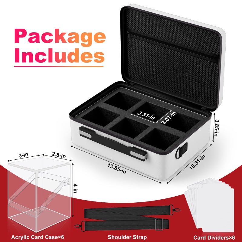 Proijeut Card Deck Box with Portable Case, 6 Pack Clear Commander Deck Box with 6 Dividers, Holds 600+ Double Sleeved Cards, Fit for MTG, YuGiOh, TCG (White) - Image 2