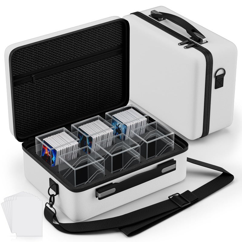 Proijeut Card Deck Box with Portable Case, 6 Pack Clear Commander Deck Box with 6 Dividers, Holds 600+ Double Sleeved Cards, Fit for MTG, YuGiOh, TCG (White) - Image 1