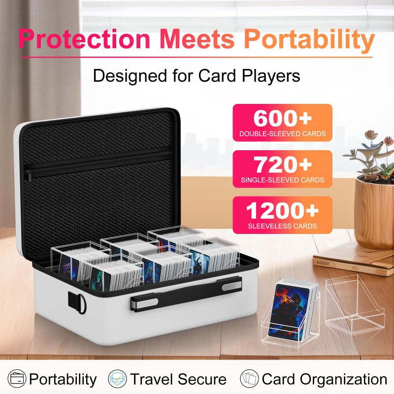 Proijeut Card Deck Box with Portable Case, 6 Pack Clear Commander Deck Box with 6 Dividers, Holds 600+ Double Sleeved Cards, Fit for MTG, YuGiOh, TCG (White) - Image 3