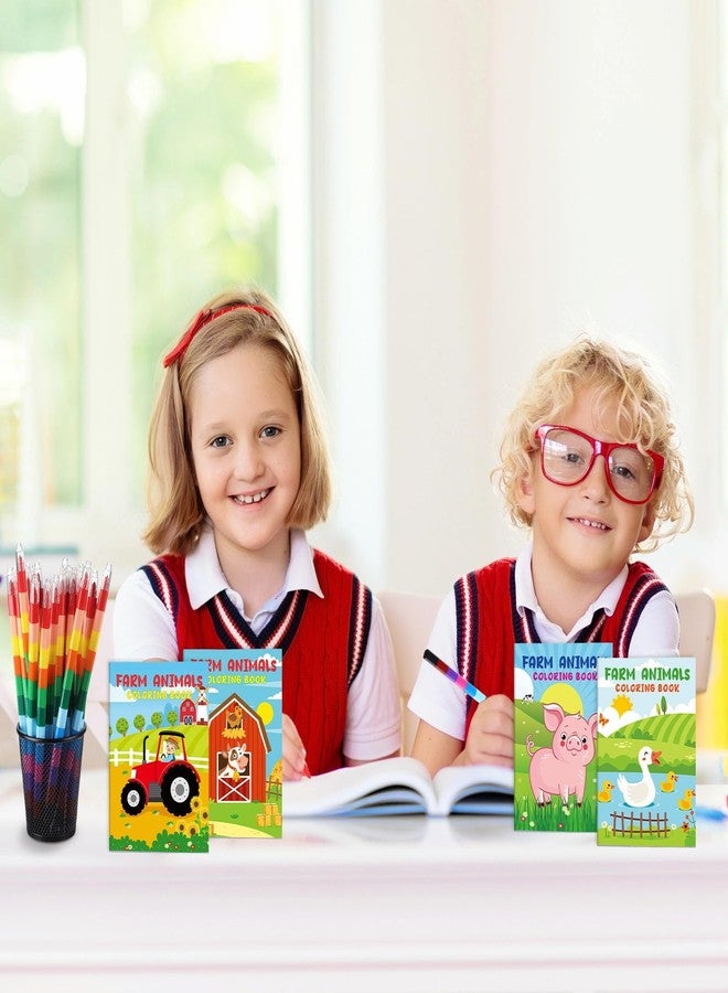 Funrous 24 Pcs Farm Animal Books with 24 Stacking Crayons for Kids Party Favors Holiday Activity Books Rainbow Crayons Goodie Bag Stuffer Party Supplies for School Classroom - Image 5