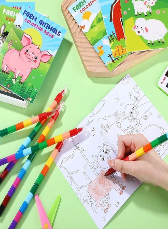 Funrous 24 Pcs Farm Animal Books with 24 Stacking Crayons for Kids Party Favors Holiday Activity Books Rainbow Crayons Goodie Bag Stuffer Party Supplies for School Classroom - Image 4