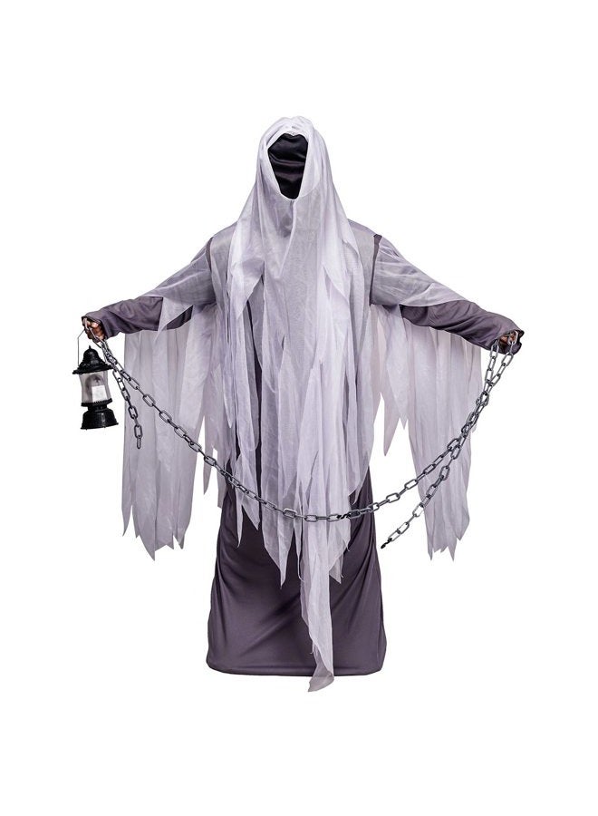 DSplay Unisex Ghost Costume Adult Hood Robe for Halloween Party - Image 1