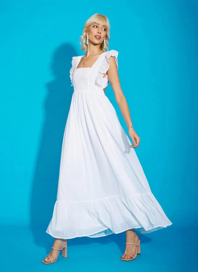 SASSAFRAS White Maxi Dress for Women