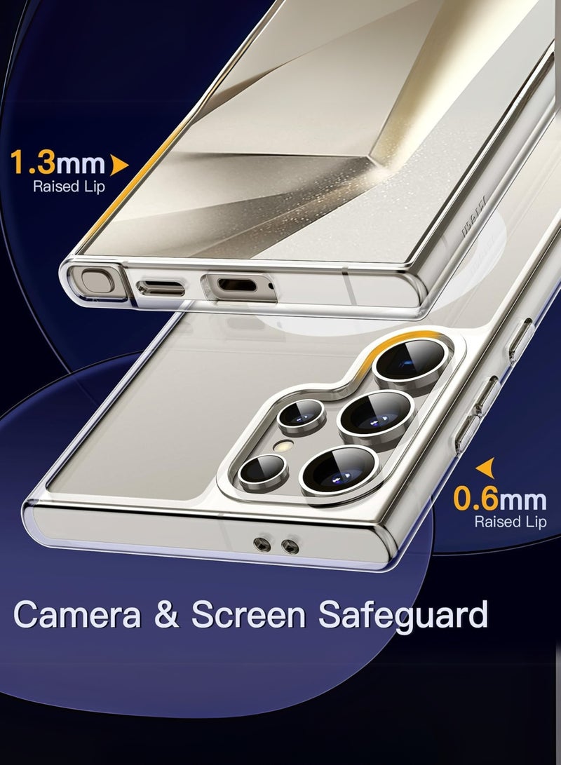 هوكو جراب مغناطيسي لهاتف Samsung Galaxy S24 Ultra 5G متوافق مع MagSafe، غطاء هاتف واقٍ مقاوم للصدمات، ظهر شفاف صلب غير مصفر (شفاف) - Image 5