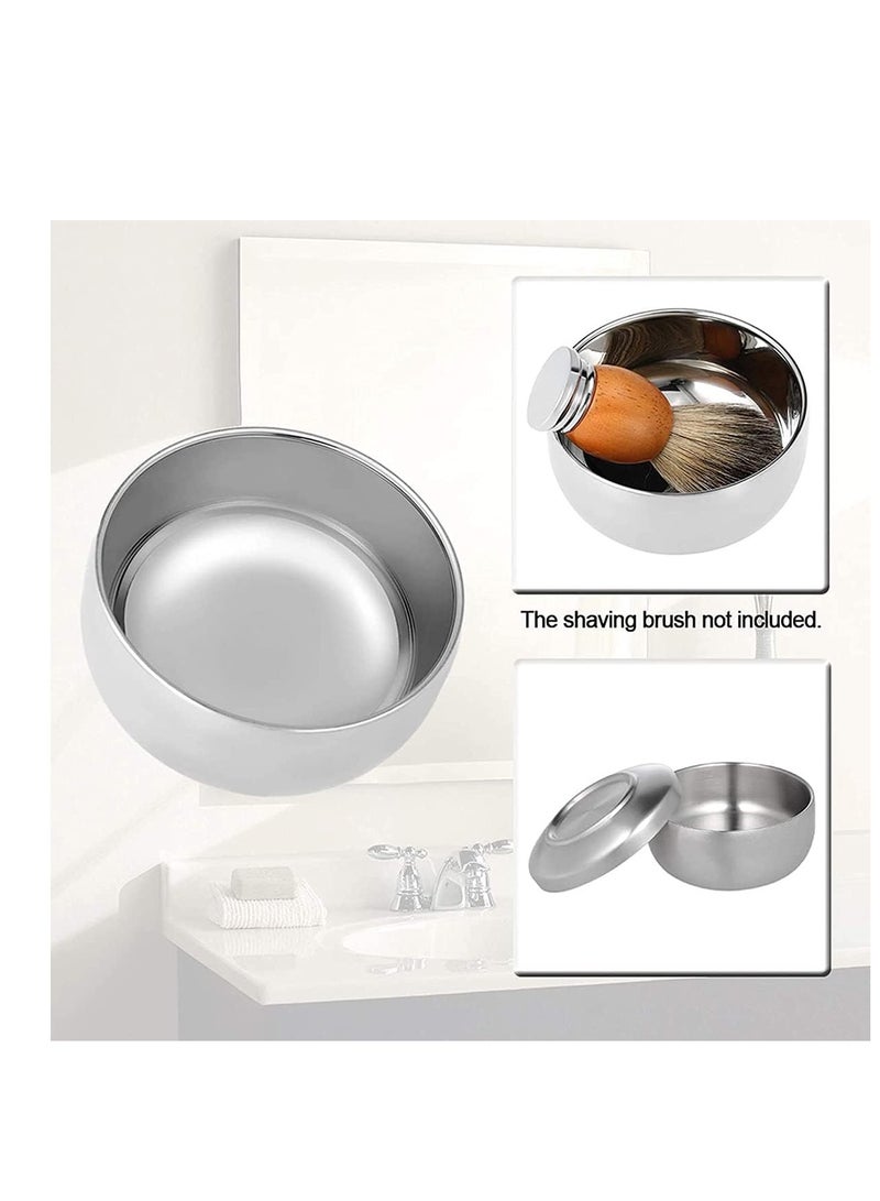 Excefore Shaving Brush Bowl Mens Anti Skid Metal Durable Stainless Steel Shave Cream Soap Bowl Shaving Mug Male Face Cleaning Soap Bowl Easy to Clean - Image 2