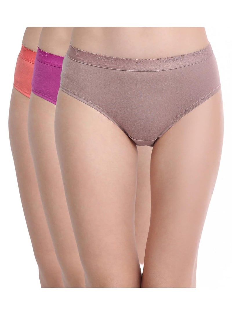 VSTAR Women's Cotton Blend Panties (Pack of 3) (Maple_Multicolor, 95 Cm) - Image 1