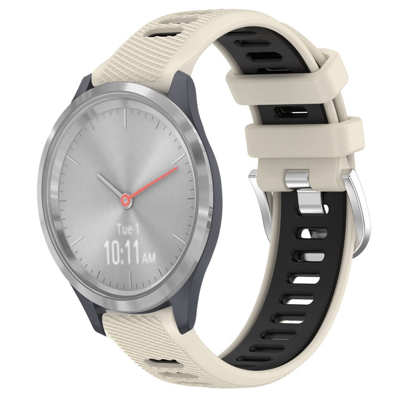 S-TOP For Garmin Vivomove 3S 18mm Sports Two-Color Steel Buckle Silicone Watch Band(Starlight+Black) - Image 1