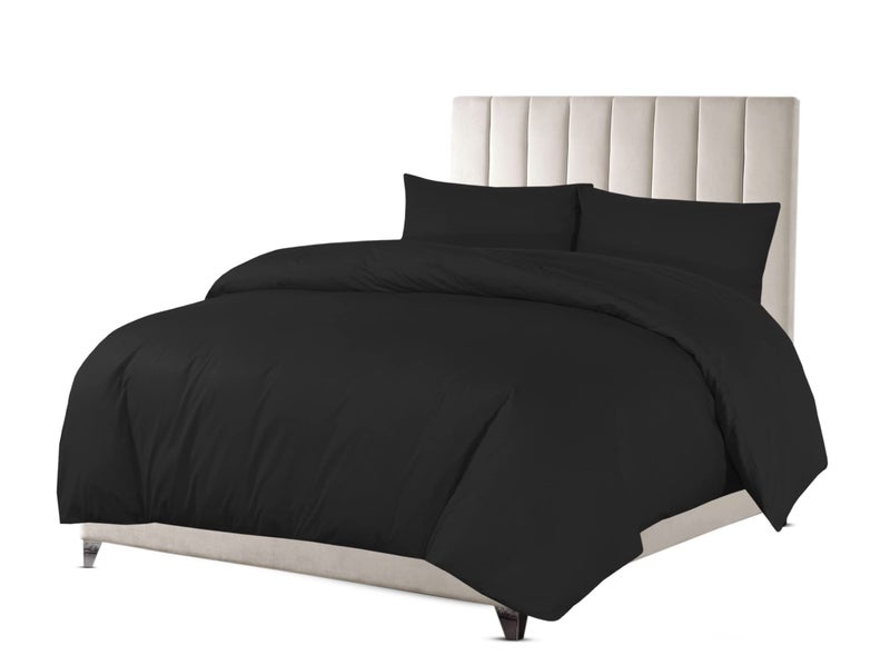 Sapphire Collection Luxury 100 Egyptian Cotton Duvet Quilt Cover  Pillowcase Bedding Set Black Double