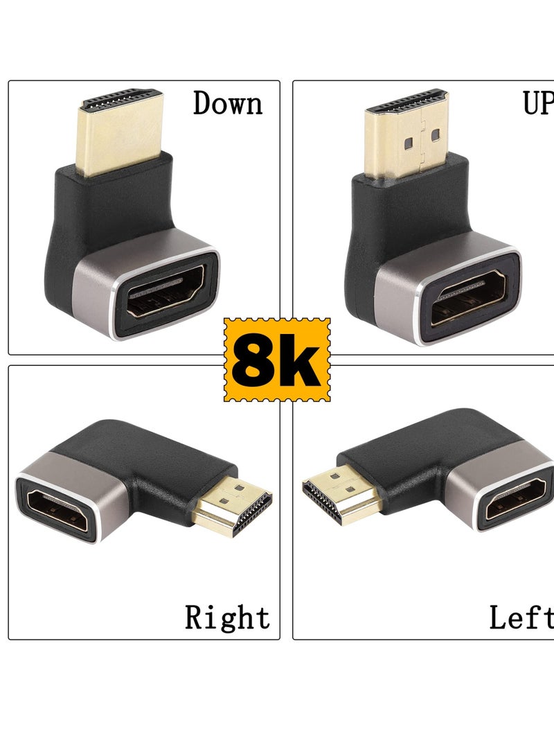 Excefore 2 Pack HDMI 2.1 Down 90 Degree Male to Female Adapter, 8K 270 Degree Angle HDMI, Support 8K@60Hz/4K@120Hz HDR, Suitable for HDTV Switch Laptop PS4 PS5 Xbox TV Projector - Image 2