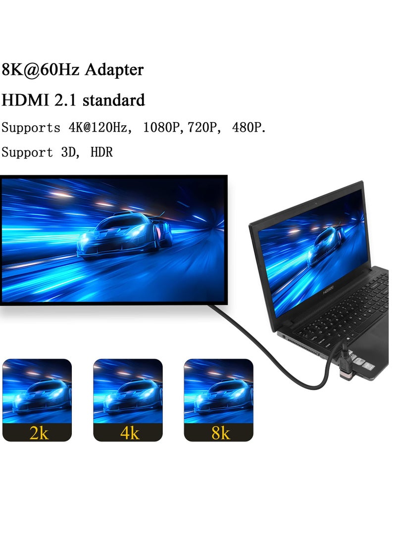 Excefore 2 Pack HDMI 2.1 Down 90 Degree Male to Female Adapter, 8K 270 Degree Angle HDMI, Support 8K@60Hz/4K@120Hz HDR, Suitable for HDTV Switch Laptop PS4 PS5 Xbox TV Projector - Image 4