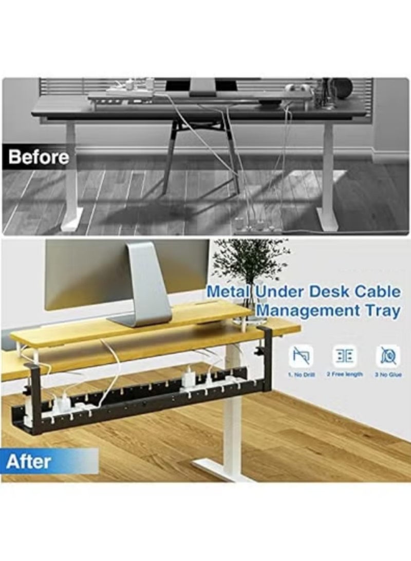 ميكسد منظم أسلاك سفل المكتب - صينية إدارة الكابلات المتطورة والقابلة للانكماش - بدون حفر - لا يتسبب في ضرر المكتب - مثالي للمكتب والمنزل والمطابخ. - Image 5