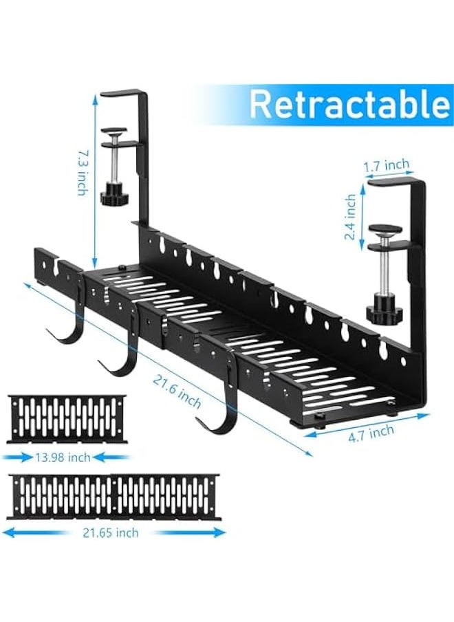 MIXDE Under Desk Cable Organizer - Upgraded Shrinkable Cord Management Tray for Office\/Home\/Kitchens (Black)  - Image 2