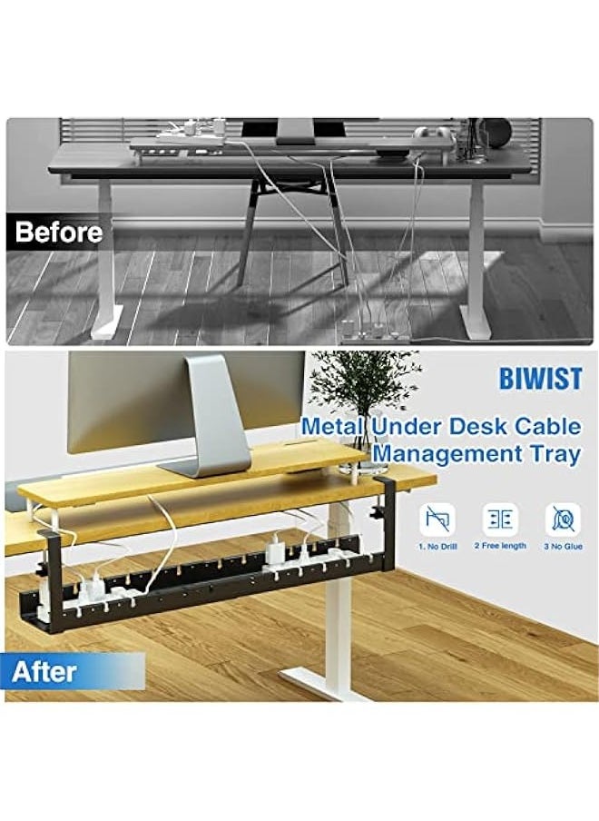 MIXDE Under Desk Cable Organizer - Upgraded Shrinkable Cord Management Tray for Office\/Home\/Kitchens (Black)  - Image 5
