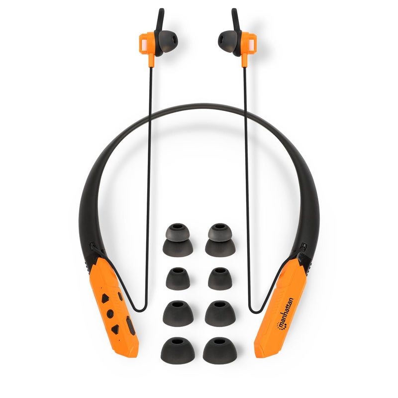 MANHATTAN Bluetooth Wireless Neckband Headphones â€” Work Earbud Earphones with 15H Playtime, Noise-Isolating, IPX4 Water Resistant, Built-in Mic â€“ for Work, Music, Calls â€“ 3 Yr Mfg Warranty -179829 - Image 1