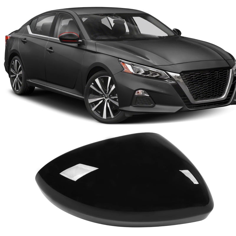 Moonlinks Compatible with Nissan Altima 2019 2020 2021 2022 2023 2024 Right Side Mirror Cover Replacement Glossy Black Exterior Right Passenger Side Door Rear view Mirror Cap Trim