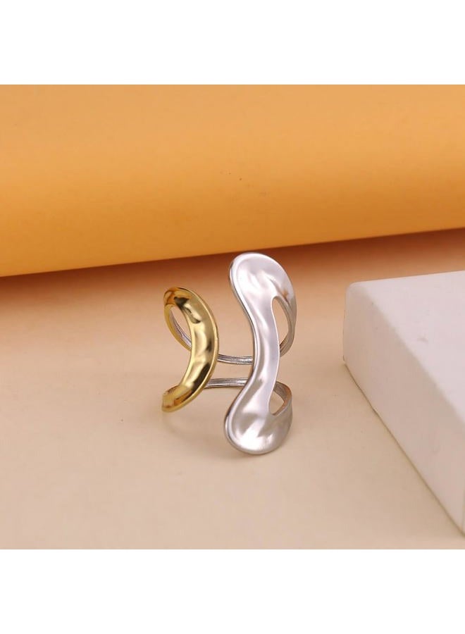 CSIYANJRY99 Gold Rings for Women Non Tarnish Adjustable Thumb Ring for Women Finger Ring Chunky Gold Silver Rings Anillos Para Mujer Stainless Steel New Year Anniversary Birthday Jewelry, Adjustable - Image 5