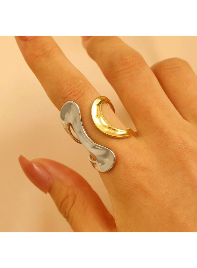 CSIYANJRY99 Gold Rings for Women Non Tarnish Adjustable Thumb Ring for Women Finger Ring Chunky Gold Silver Rings Anillos Para Mujer Stainless Steel New Year Anniversary Birthday Jewelry, Adjustable - Image 3