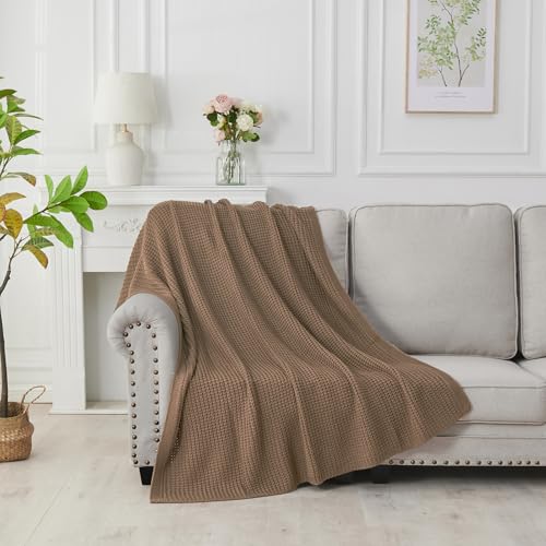 Douceur Light Brown Throw Blanket for Couch, Soft Chunky Cable Knit Throw Blanket, Classic Fisherman's Rib Stitch Pattern Throw for Living Room Gift, 60"X80" - Image 4