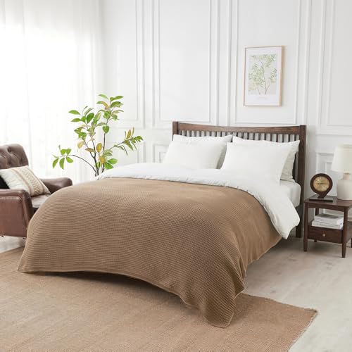 Douceur Light Brown Throw Blanket for Couch, Soft Chunky Cable Knit Throw Blanket, Classic Fisherman's Rib Stitch Pattern Throw for Living Room Gift, 60"X80" - Image 3