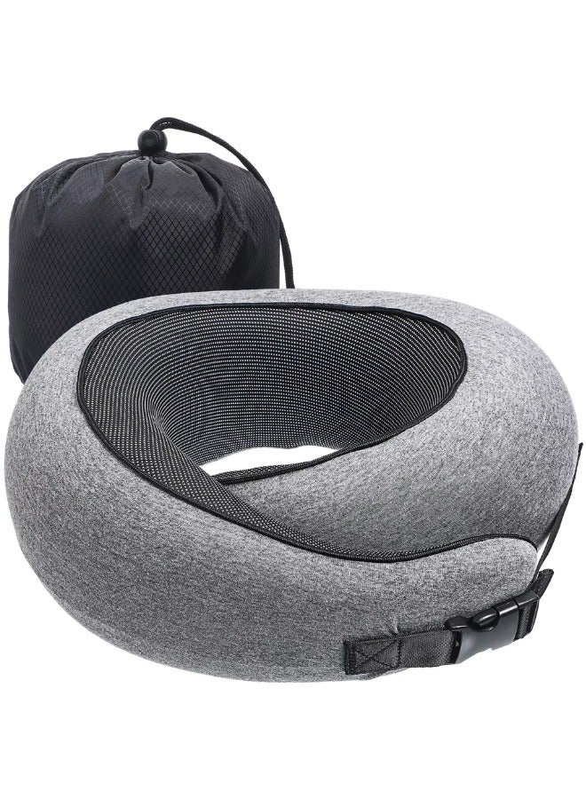 Chase Up Travel Pillow Memory Foam,Travel Pillow for Sleeping Airplane, Comfortable & Breathable Cover, | Ergonomic Design for Travel, Car Rides, and Home Use | Ideal for Adults and Kids (Grey)