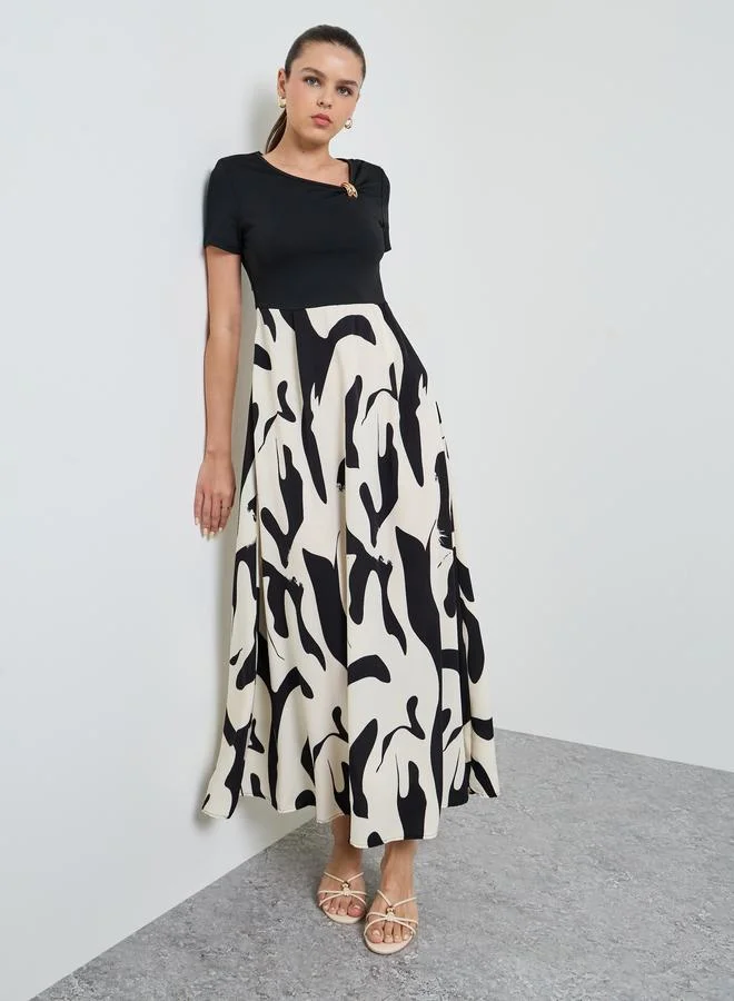 تايك تو Multi-Color Graphic Print A-Line Maxi Dress