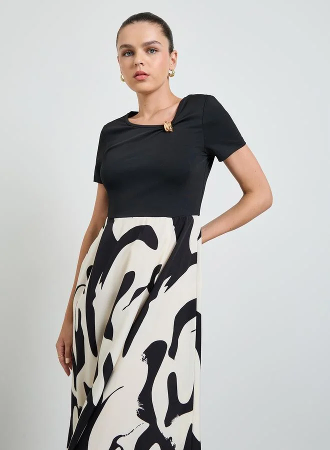 تايك تو Multi-Color Graphic Print A-Line Maxi Dress