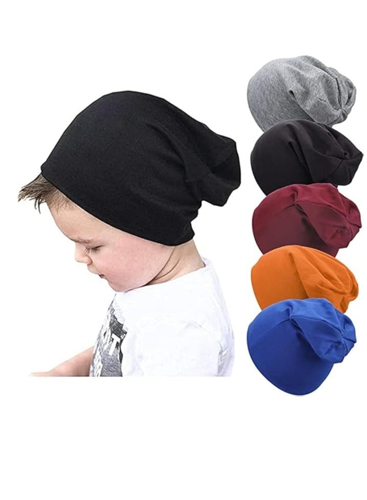 FengSVMA 5 Pack Unisex Baby Hats for Kids Cotton Skull Caps Soft Cute Knit Cap Baby Toddler Beanie - Image 1