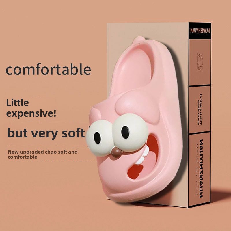 2024 Cartoon Big Eye Dog Slippers for Women Black - Image 3