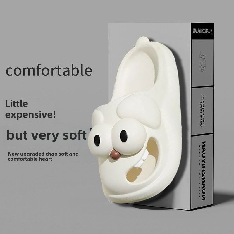 2024 Cartoon Big Eye Dog Slippers for Women Black - Image 4