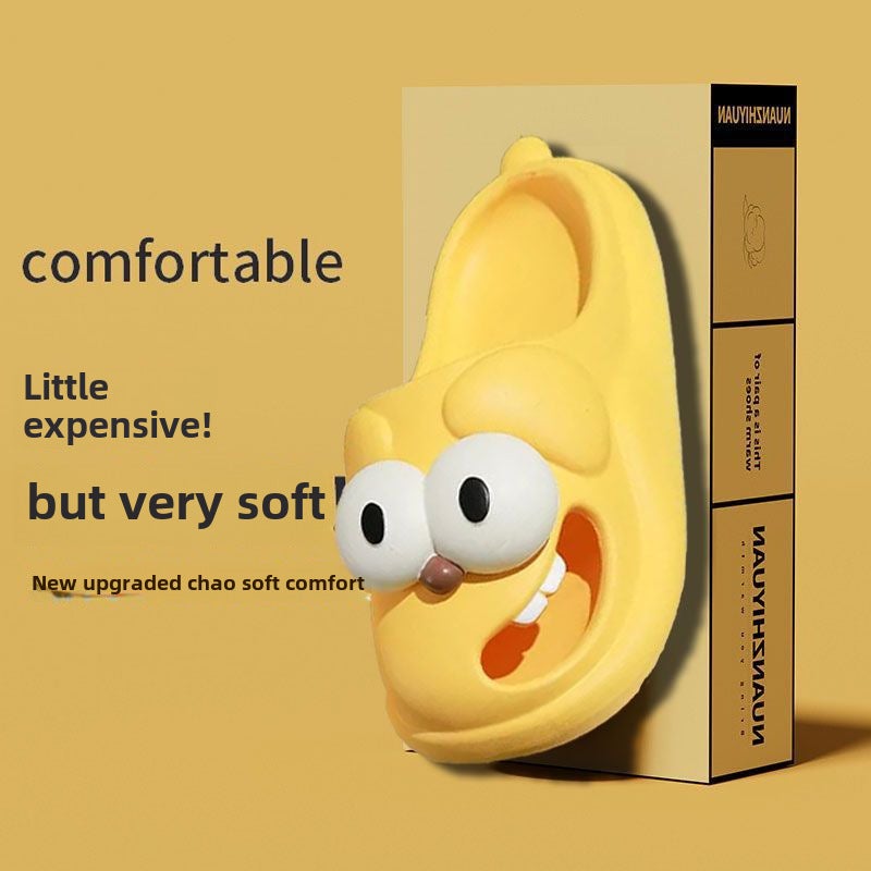 2024 Cartoon Big Eye Dog Slippers for Women Black - Image 2