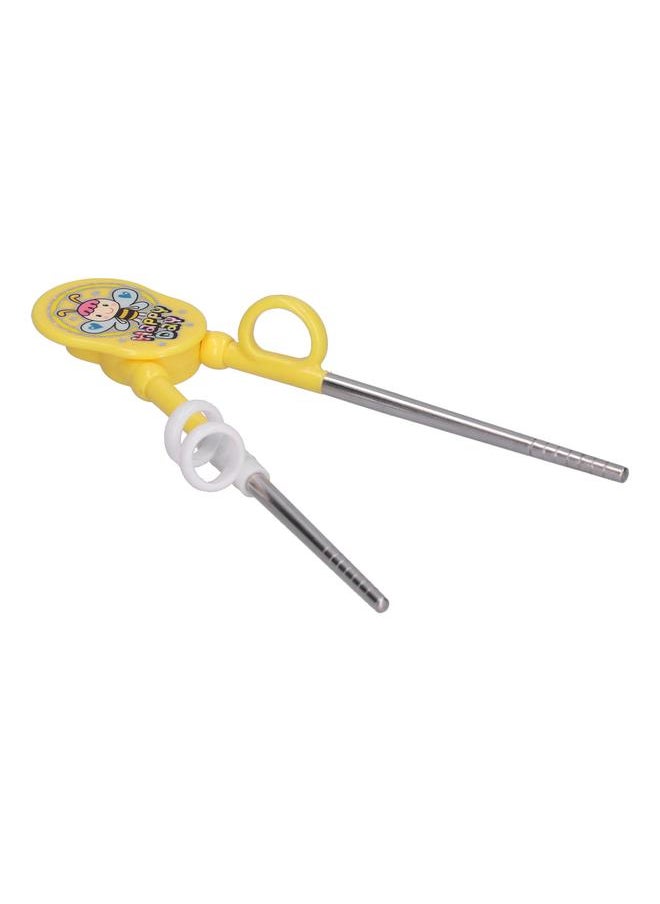 xozgdovg - Cartoon Kids Training Chopsticks Stainless Steel Children Baby Learning ChopsticksYellow - Image 1