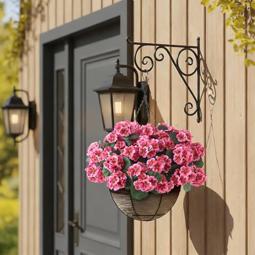 GLIDLION 12 Bundles Artificial Geranium Flowers for Spring Summer Decor, UV-Resistant Fake Plants Realistic Faux Silk Bouquets for Front Door Farmhouse Garden Porch Home Outdoor Decor (Peach Pink) - Image 4