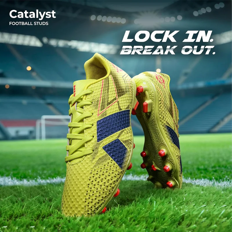 نيفيا Nivia Catalyst Football Studs for Men - Lightweight TPU Cleats with 3D Texture Upper and Dual Color Outsole