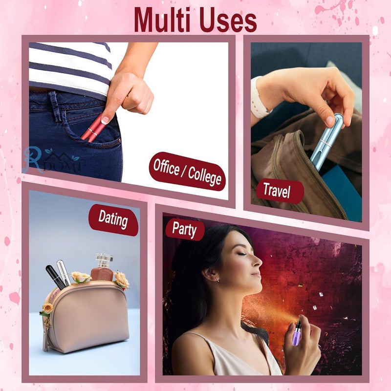 RDOMI RDOMI Perfume Atomiser Bottles 5ml Mini Refillable Spray Portable Liquid Bottle with Visual Window Empty Travel Bottle for Purse Handbag Pocket Luggage Multicolor  - Image 5
