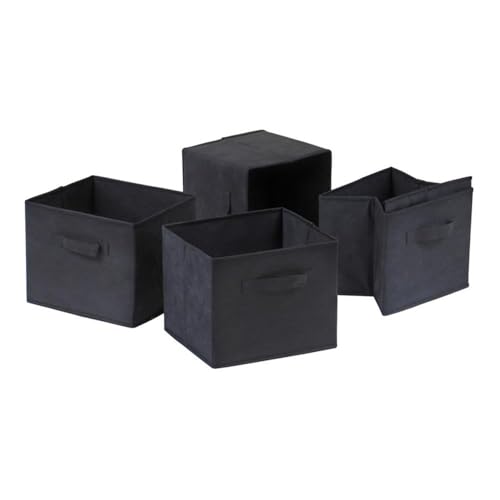 Winsome Capri 4-Pc Foldable Fabric Basket Set, Black - Durable Storage Solution for Home and Office Organization - Image 1