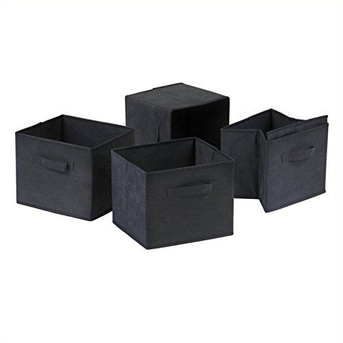 Winsome Capri 4-Pc Foldable Fabric Basket Set, Black - Durable Storage Solution for Home and Office Organization - Image 3