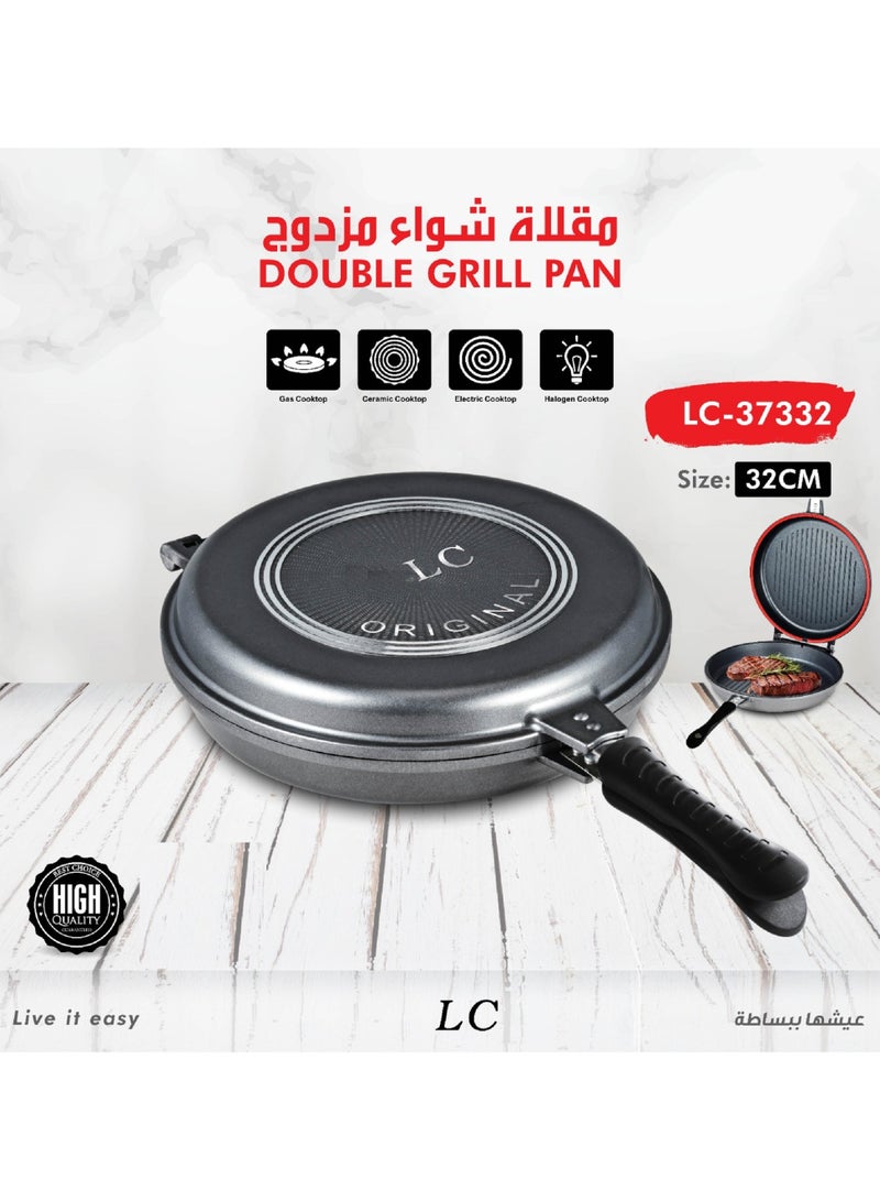 LC Aluminum Double Sided Grill Non Stick Pan Black 32 Cm