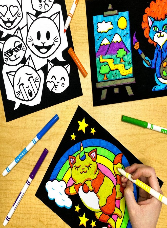 Stuff2Color Super Pack of 18 Fuzzy Coloring Posters (Silly Kitties Edition) - Arts & Crafts for Kids, Toddlers, Girls, Boys & Adults - Great for Family Fun Activities or Coloring with Friends (1 Pack) - Image 3