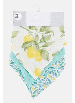 Rene Rofe Toddlers 3 Pieces of Textured Bandana Bibs, White/Aqua  - Image 1