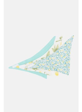 Rene Rofe Toddlers 3 Pieces of Textured Bandana Bibs, White/Aqua  - Image 3