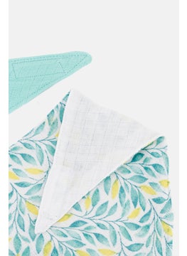 Rene Rofe Toddlers 3 Pieces of Textured Bandana Bibs, White/Aqua  - Image 5