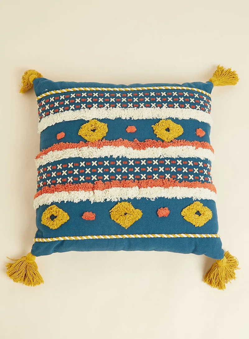 Marks & Spencer Striped Tufted Tassel Cushion