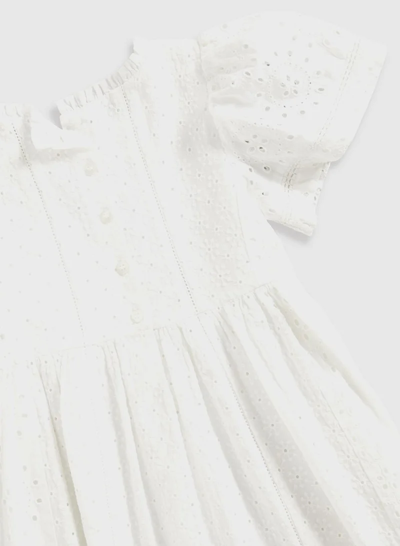 mothercare Eyelet Flutter Sleeve Dress