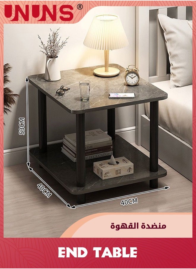 UNUNS 2-Tier Side Table,Wooden Wooden Nightstand,Bedside Sofa Table For Small Space,Living Room,Bed Room  - Image 3