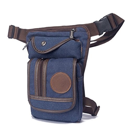 Hebetag Canvas Thigh Drop Leg Bag for Men Tactical Military Motorcycle Rider Multi-pocket Waist Fanny Pack Mens Travel Hiking Climbing Cycling Outdoors - Image 2