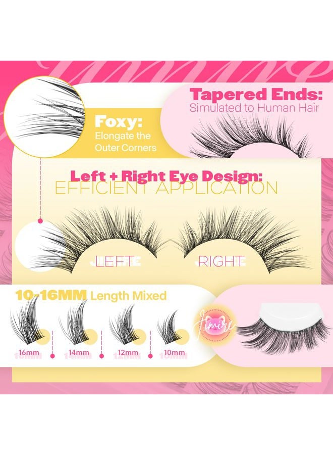 JIMIRE Lash Clusters Kit Wispy Lash Extension Kit 10-16MM Manga Eyelash Clusters Left Right DIY Eyelash Extension Kit with Lash Bond and Seal Soft D-Curly Lashes Clusters 132Pcs - Image 4