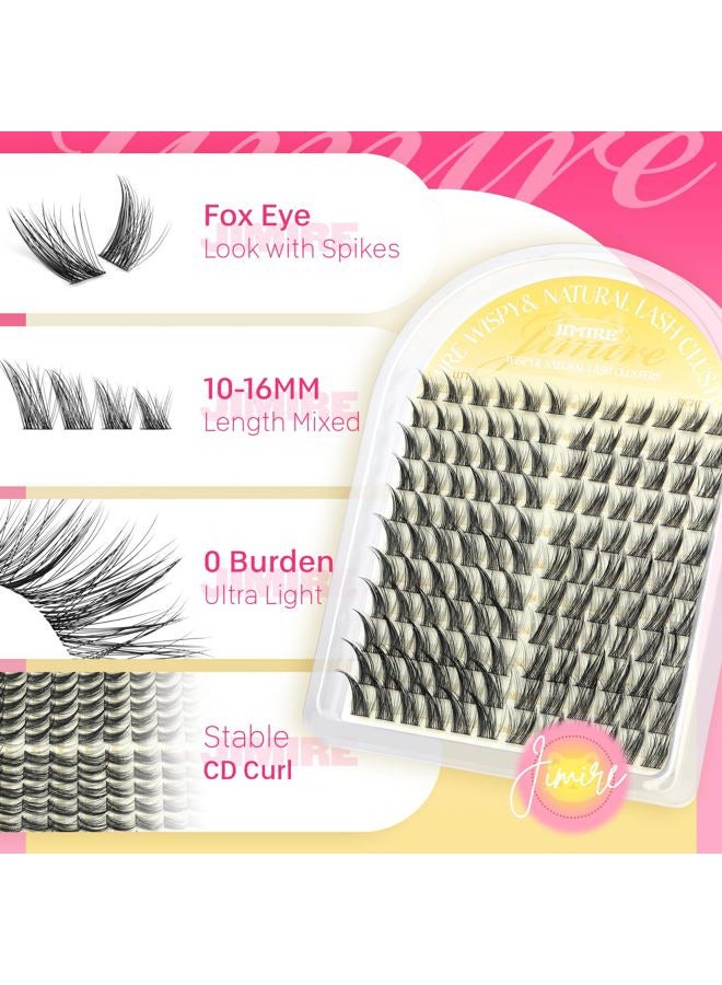 JIMIRE Lash Clusters Kit Wispy Lash Extension Kit 10-16MM Manga Eyelash Clusters Left Right DIY Eyelash Extension Kit with Lash Bond and Seal Soft D-Curly Lashes Clusters 132Pcs - Image 3
