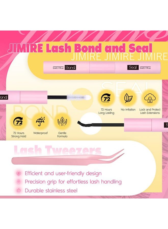 JIMIRE Lash Clusters Kit Wispy Lash Extension Kit 10-16MM Manga Eyelash Clusters Left Right DIY Eyelash Extension Kit with Lash Bond and Seal Soft D-Curly Lashes Clusters 132Pcs - Image 5