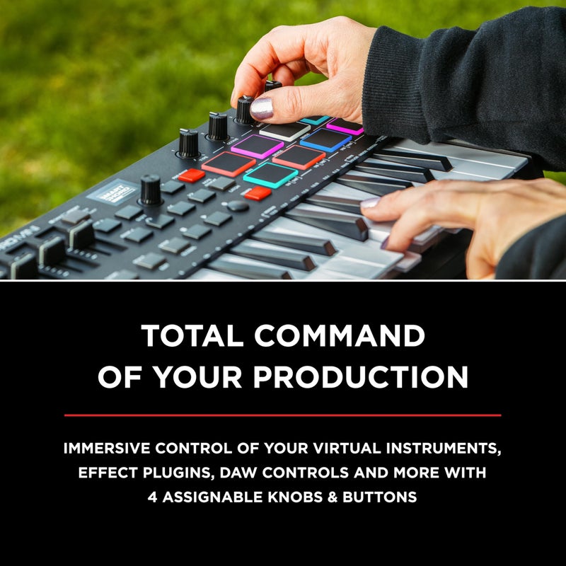 M-AUDIO Oxygen Pro Mini 32-Key USB MIDI Keyboard Controller for MacOS and WinOS, with Beat Pads, Assignable Knobs and Faders, and Native Instruments Sound Pack (NKS Integration) - Image 3