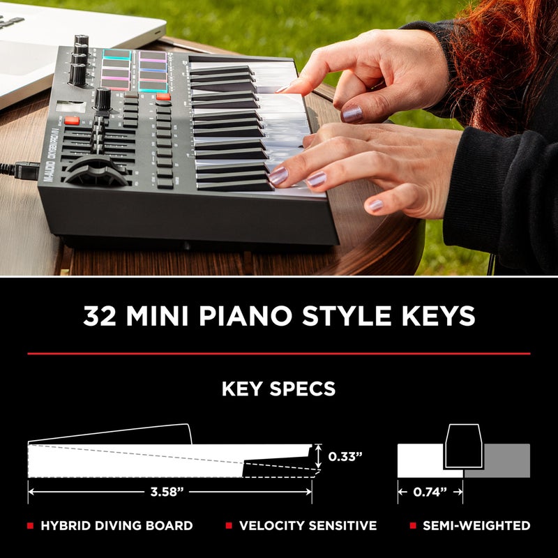M-AUDIO Oxygen Pro Mini 32-Key USB MIDI Keyboard Controller for MacOS and WinOS, with Beat Pads, Assignable Knobs and Faders, and Native Instruments Sound Pack (NKS Integration) - Image 4